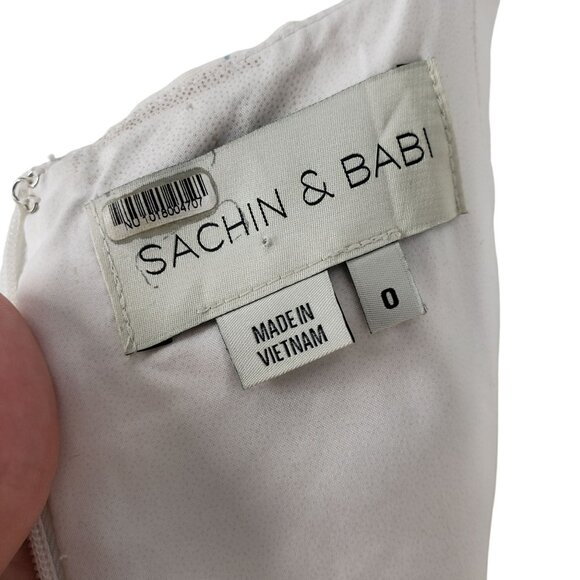 Sachin + Babi Floral Print Midi Dress in White and Blue - Picture 10 of 13